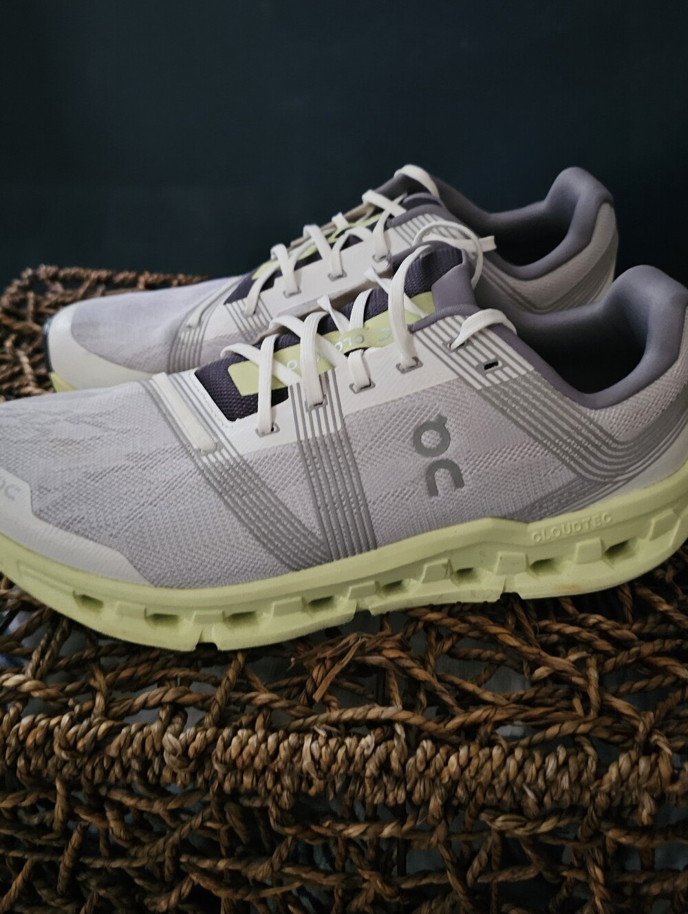 On Running Men’s Sneakers - Light Gray with Yellow Accents Mens 11